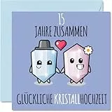 Stuff4 15. Hochzeitstag Karte Liebe - 15 Jahre Zusammen Kristall Hochzeit - 15 Jahrestag Karte Hochzeitstag Geschenke für Freunde Familie vom Freundinnen Kollegen, 145mm Glückwunschkarten