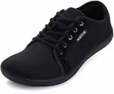 WHITIN Barfußschuhe Herren Barfussschuhe Barfuss Schuhe Breite Barfuß Sneaker Knit Barefoot Shoes Minimalistische Weit Zehenbox Zero Drop Sommer Schwarz 44 EU