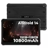 HOTWAV R8 Outdoor Tablet Android 14, Tablet 10.1 Zoll, 10800mAh große Akku Robust Tablet PC, 12GB RAM + 128GB ROM + 1TB Erweiterbar, IP68 Wasserdicht Tablet Dual SIM 4G LTE, 5G WiFi, OTG, GPS