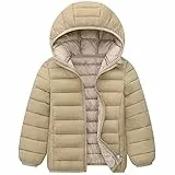 Amur Leopard Kinder Jungen Winterjacke mit Kapuze Mädchen Wintermantel Warme Steppjacke Winter Outdoorjacke, Khaki, 134-140 (Etikettengröße: 160)