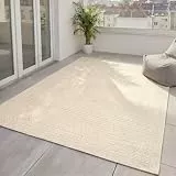 benuta Basic In- & Outdoor Teppich Wohnzimmer Iowa - Creme 200x300 cm - Boho Jute-Look wetterfest für Balkon, Terrasse - Schlafzimmer, Küchenteppich & Wohnzimmerteppich - Strapazierfähig & Robust