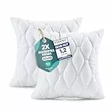 Utopia Bedding Kopfkissen 40x40 cm (2er Set), Gestepptes Kissen für Bett und als Dekokissen, Kissenfüllung, SofaKissen, Zierkissen für Couch (Weiß)