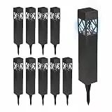 Relaxdays Solarlampen 10er Set, kaltweiß, wasserdicht, Dämmerungssensor, LED Solarleuchte, HxBxT: 41 x 6 x 6 cm, schwarz