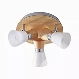 Lindby Deckenlampe Glas, Metall Holz Deckenstrahler schwenkbar & drehbar 3x E14 max. 40W ohne Leuchtmittel Deckenspot Spot Strahler