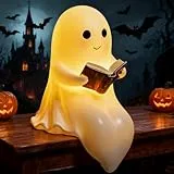 Ghost Reading Book Lamp,Niedliche Geister Leselampe,Halloween Geister Leselampe,3D Geister Deko Schlafzimmer Nachtlicht,Ghost Swing Lamp,Halloween-Dekoration FüR Leser Und Buchliebhaber (groß)