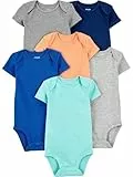 Simple Joys by Carter's Baby Jungen Kurzärmeliger Body, 6er-Pack, Blau/Orange/Minzgrün, 3-6 Monate