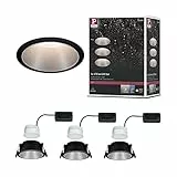Paulmann 93408 LED Einbauleuchte Cole rund incl 3x6W dimmbar Einbaustrahler Schwarz, Silber Einbaulampe Kunststoff, Alu Zink Deckenspot 2700K