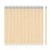 NIPORO Bleistifte, HB, 100 Stück, Holzbleistifte mit Radiergummi, Naturholz unlackiert, vorgespitzt, 19 cm Länge, Sparpack, Nachhaltig, pencil (Holz)