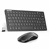 TECKNET Kabellose Tastatur und Maus-Set, 2,4 GHz, italienisches QWERTY-Layout, Slim Full-Size, Kombi-Tastatur mit Nano-USB-Empfänger für Laptop, PC