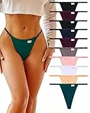 FINETOO G String Tanga Damen Set 10er Pack Baumwolle Nahtlos T-Back Thongs Unterhosen Frauen mit verstellbarem Taillenband Sexy Unterwäsche S-XL