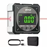 XUNTOP Digitaler Winkelmesser Neigungsmesser Laser Wasserwaage mit LCD Display, Type-C Schnittstelle IP54 Wasserdicht Magnetisch Nivellierbox Level Box für Holzarbeiten, Bau, Dekoration, DIY,Schwarz