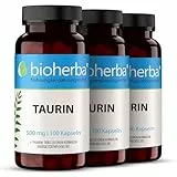 Taurin Kapseln – 300 Stück, hochdosiert mit 500 mg Taurin und Vitamin B1, für Sport & Fitness, Pre-Workout Booster ohne Koffein von BIOHERBA PZN 17190252