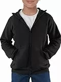 Haloumoning Jungen Sweatjacke Langarm Zip Up Hoodie Kinder Einfarbig Sport Kapuzenjacke Casual Basic Jacke mit Reißverschluss, Schwarz, 13-14 Jahre