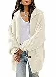 LILLUSORY Damen Strickjacke 2023, langärmelig, weich, mit Zopfmuster, vorne offen, grob, übergroßer Pullover, Aprikose, L