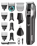 12-in-1 Barttrimmer Herren, Haarschneider, Körperrasierer, Nasenhaarschneider, kensen Bartschneider Herren IPX7 Wasserdicht Bartrasierer 210Min LED-Anzeige USB-C Ganzkörper-Haarpflege 6000/7000RPM