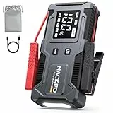 Starthilfe Powerbank 6000A,12V Batterie Booster (bis zu 9L Benzin und 7L Diesel), Auto Starthilfe mit integriertem Starthilfekabel, LED-Lampe & Display – ideal für SUV, Motorräder, Rasenmäher