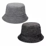 Halinuia 2 Stück Fischerhut Herren/Damen, Vintage Baumwolle Sonnenhut, Faltbar UV-Schutz Bucket Hat, Washed Retro Outdoor Anglerhut, Verstellbarer Sommerhut für Garten Camping Wandern Reisen Strandhut