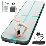 FBSPORT Airtrack Matte, 10cm Hoch Verdicken 3M Tumbling Matte,Gymnastikmatte mit Luftpumpe,Trainingsmatte mit Tragetasche,Turnmatte für Zuhause, Outdoor,Yoga