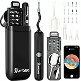 Ohrenschmalz Entferner Otoskop, VITCOCO 1080P HD Ohrenreiniger mit Painless Tweezers, Flexibel Ohrreiniger mit IP67 Wasserdicht, 12 Soft Tips, 3 Inspektionsköpfe, für Erwachsene, Kinder und Haustier
