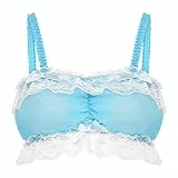 Satini Sissy Rüschen Spitze Tailliert Chiffon Durchsichtiges Dessous Bralette (Türkis, XL)
