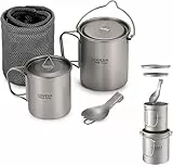 Lixada Titanium Cup Topf, Ultraleicht, tragbar, zum Aufhängen, mit Deckel und Griff, faltbar, für Camping im Freien, Wandern