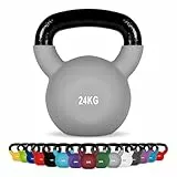 Kettlebell Neopren 2 – 30 kg inkl. Übungsposter Kugelhantel (24 kg - Grau)