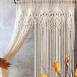 FIYSON Makramee Wandbehang Tapisserie, Verbesserter dicker Baumwollfaden,handgemachte gewebte, türvorhang perlen boho vorhang raumteiler makramee vorhang, für Hochzeit Hintergrund home deco-100*200cm