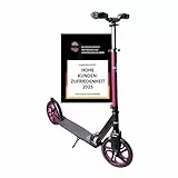 muuwmi Aluminium Scooter Pro – Tretroller, 215 mm, ABEC 7, für Kinder und Erwachsene, GS-geprüft, höhenverstellbar, pink