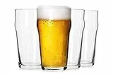 Biergläser, 590 ml, britisches Bierglas, klassisches Design, 4 Stück, einfach im Schrank zu stapeln