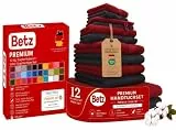 Betz Premium Handtuch-Set 12-teilig, Oeko-TEX Standard 100, 100 % Baumwolle, 470 g/m², 2 Duschtücher, 4 Handtücher, 2 Gästetücher, 2 Seiftücher, 2 Waschhandschuhe - Farbe rubinrot/Graphit