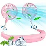 BOSONER Nackenventilator Hals Ventilator Tragbarer: 2000mAh Halsventilatoren mit USB Leise Portable Neck Fan - Mini Ventilator für Outdoor Büro Camping Reisen (Pink)
