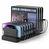 Ladestation für mehrere Geräte, Cinlinso 60W 10 Port USB Schnellladestation mit verstellbaren Trennwänden, kompatibel mit iPhone, iPad, Tablets und Handy