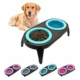 EL ÁTICO PETS Hundenapf Erhöht mit Antischlingnapf Hunde. Fressnapf Katze mit Trinkbrunnen für Katze. 2 Ausziehbare and Ausklappbare Katzennapf Flach. Erhöhter Hundenapf. Hunde Napfset (Blau)
