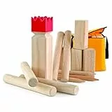Carromco Original Wikingerschach Holz Premium – Kubb Spielset aus Gummibaumholz, wetterfest, inkl. Tragetasche – Outdoor Geschicklichkeitsspiel für Garten & Strand