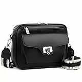 Myhozee Umhängetasche Damen Wasserdicht Tasche - Schwarz Handtasche Damen Crossbody Bag Veganem Leder Schultertasche Handytasche zum Einkaufen，Ausflügen，und Arbeiten Reisetasche