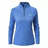 donhobo Damen Sport Shirt Langarm T-Shirt Schnelltrocknend Gym Yoga Fitness Training Laufshirt mit 1/4 Reißverschluss (Dunkelblau, M)