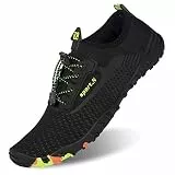 IceUnicorn Strandschuhe Badeschuhe Damen Herren Schwimmschuhe Aquaschuhe Sommer Schnell Trocknend Surfschuhe(ZB244-Schwarz,42EU)