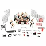 Vikye 32-teiliges Wrestling-Spielset, Mini-Wrestler-Spielset mit 12 Wrestlern und 6-seitigem Ring, Tischleiterkäfig-Zubehör für Cake Topper-Partys (Wie Gezeigt)