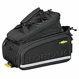 Topeak MTX TrunkBag DX (MTX 2.0) mit TrunkLock – 12,3 L Gepäckträgertasche mit QuickTrack-System, erweiterbarem Deckelfach, Flaschenhalter & Schultergurt, schwarz