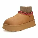 Jifenkla Winterstiefel Damen Plateau Mini Winter Boots, Bequem Warm Gefüttert Schneestiefel Wasserdicht Rutschfeste Plattform Stiefel, Leicht Stiefeletten Hausschuhe Pantoffeln für Außenbereich