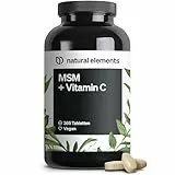 natural elements MSM 2000mg + natürliches Vitamin C – 365 Tabletten statt Kapseln – Methylsulfonylmethan – hochdosiert, vegan – in Deutschland laborgeprüft