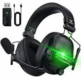 WESEARY WG2 Bluetooth Kopfhörer, 2,4G Wireless Gaming Headset mit Mikrofon für PS5, PS4, PC, Switch, Mac, Faltbarer 7.1 Surround Sound Noise Cancelling mit LED Licht, Über 50 Stunden Akkulaufzeit