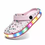 VIYEAR Kinder Jungen Mädchen LED Clogs Süße leichte Sommer Hausschuhe Garden Beach Sandalen, 28 EU, Rosa Einhorn