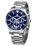 MEGALITH Armbanduhr Herren Chronograph Silber: Herrenuhr Edelstahl Quarz - Wasserdicht Uhren Herren mit Datum