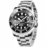 LIGE Uhren Herren Schwarz, Herrenuhr Analoger Quarz Edelstähle, 3ATM Wasserdicht（30M）, Kalenderfunktion Leuchtzeiger, Armbanduhr Herren Business Erholung