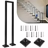 Treppengeländer Innen, U-Förmiger Treppengeländer, Handlauf Treppe, Geländer Treppe, Treppengeländer Außen, Handlauf Schwarz Geländer für Balkone Flure Wohnungen Villen(U-Schwarz, U-90CM)