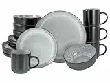 CreaTable, 19928, Serie Nordic Fjord Frost, 16-teiliges Geschirrset für 4 Personen, Kombiservice aus Steinzeug, spülmaschinen- und mikrowellengeeignet, Qualitätsproduktion