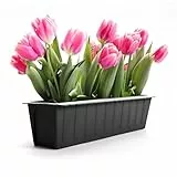 BigDean 12 Stück Paletten Blumenkästen Einsatz in Anthrazit – Pflanzkasten zum Bepflanzen & Dekorieren – Balkonkasten für Kräuter, Blumen & Pflanzen – UV-Stabiler & wetterbeständiger Kunststoff
