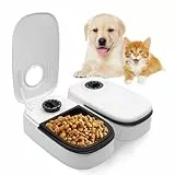 Idota Futterautomat für Katzen, Futterautomat Katze für 2 Mahlzeiten mit 48 Stunden Timer 700ml Automatisierte Futterspender für Katzen und kleine Hunde zum Nassfutter und Trockenfutter - Schwarz