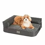 JAMAXX Premium 2-in-1 Hunde-Sofa - Orthopädische Memory Visco Füllung, Abnehmbare Polster und Waschbarer Bezug, Hochwertiger Stoff Lammfell/Sherpa, PDB3014 (S) 65x50 anthrazit